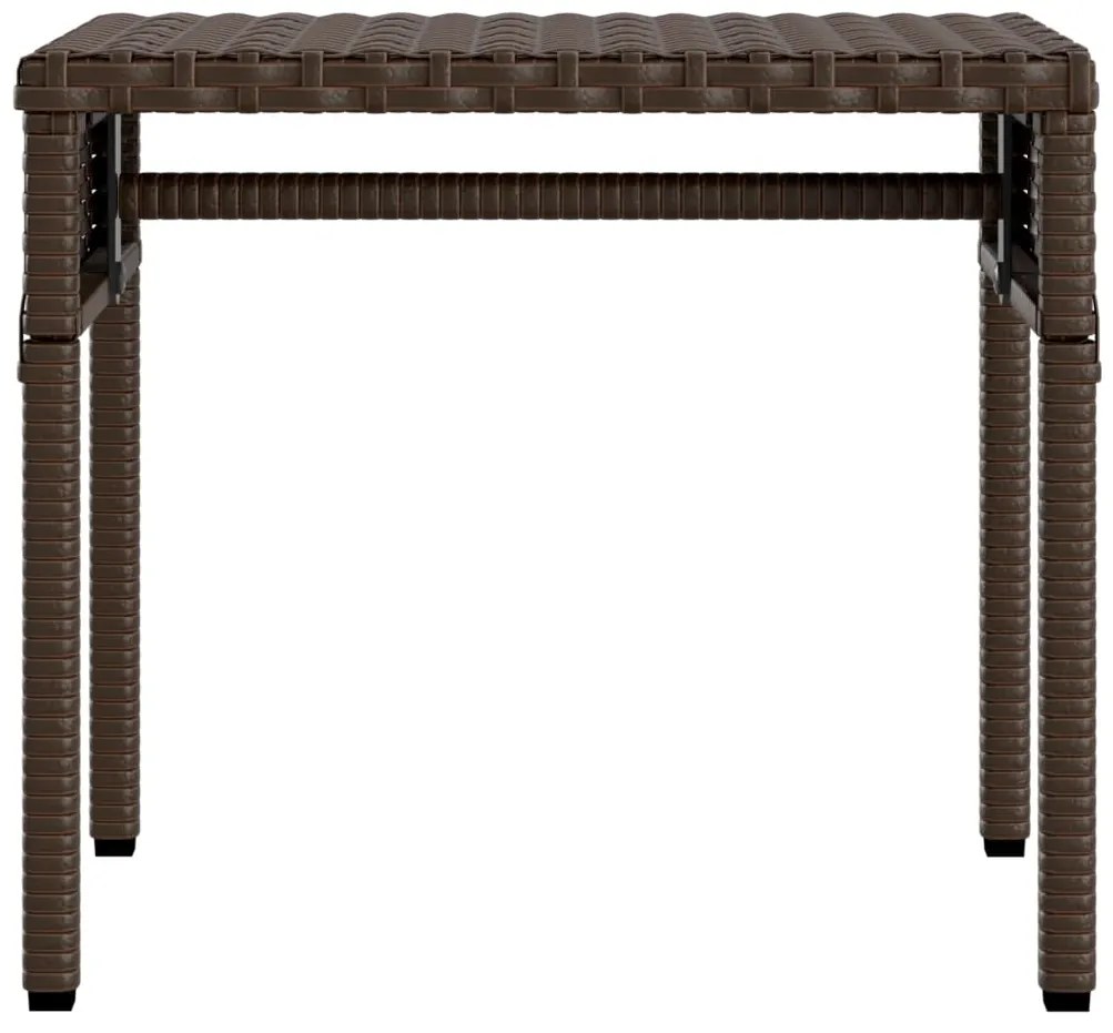 Espreguiçadeiras com toldos e mesa 2 pcs vime PE castanho