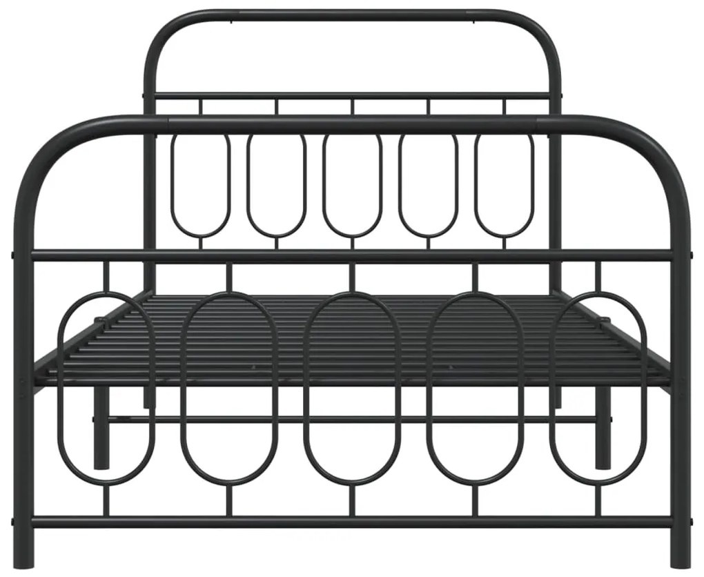 Estrutura de cama com cabeceira e pés 100x190 cm metal preto