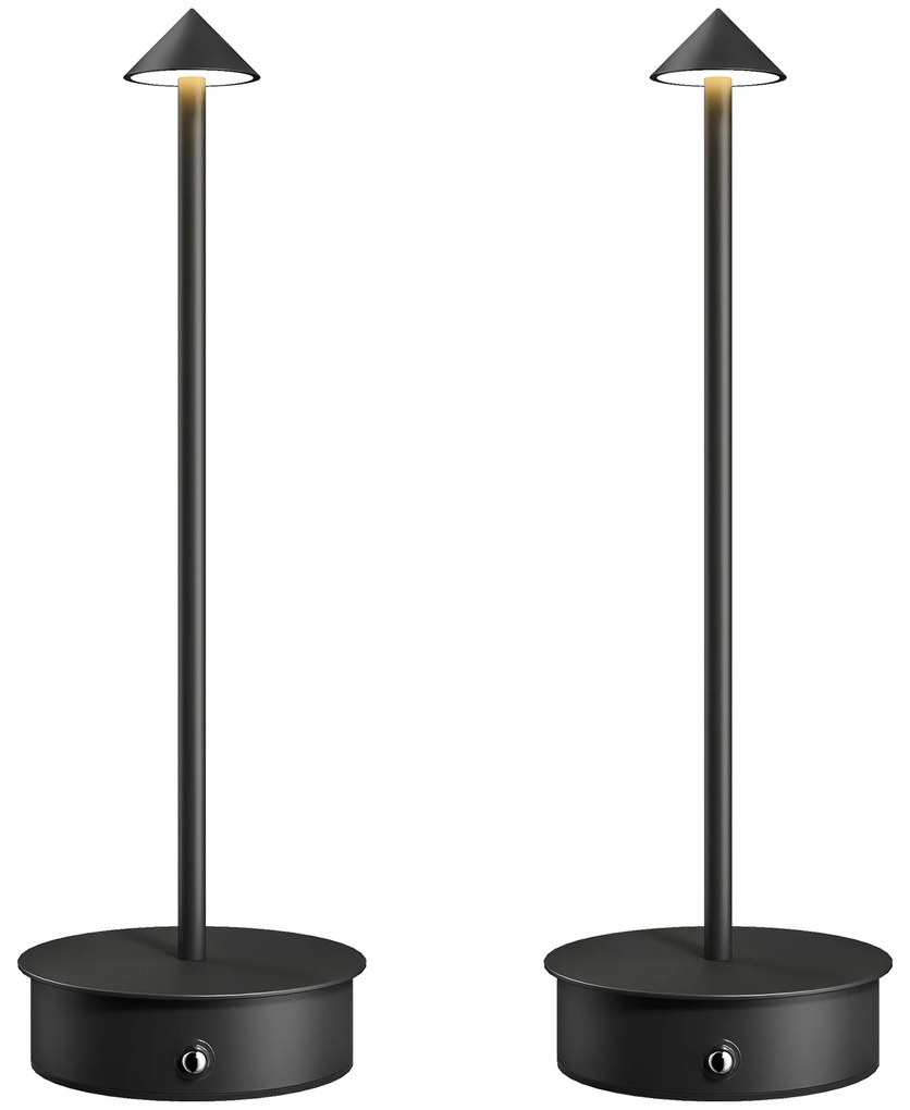 Conjunto de 2 Candeeiros de Mesa Recarregáveis por USB Reguláveis com Controlo Táctil 3000K/4500K/6500K Ø10x30 cm Preto