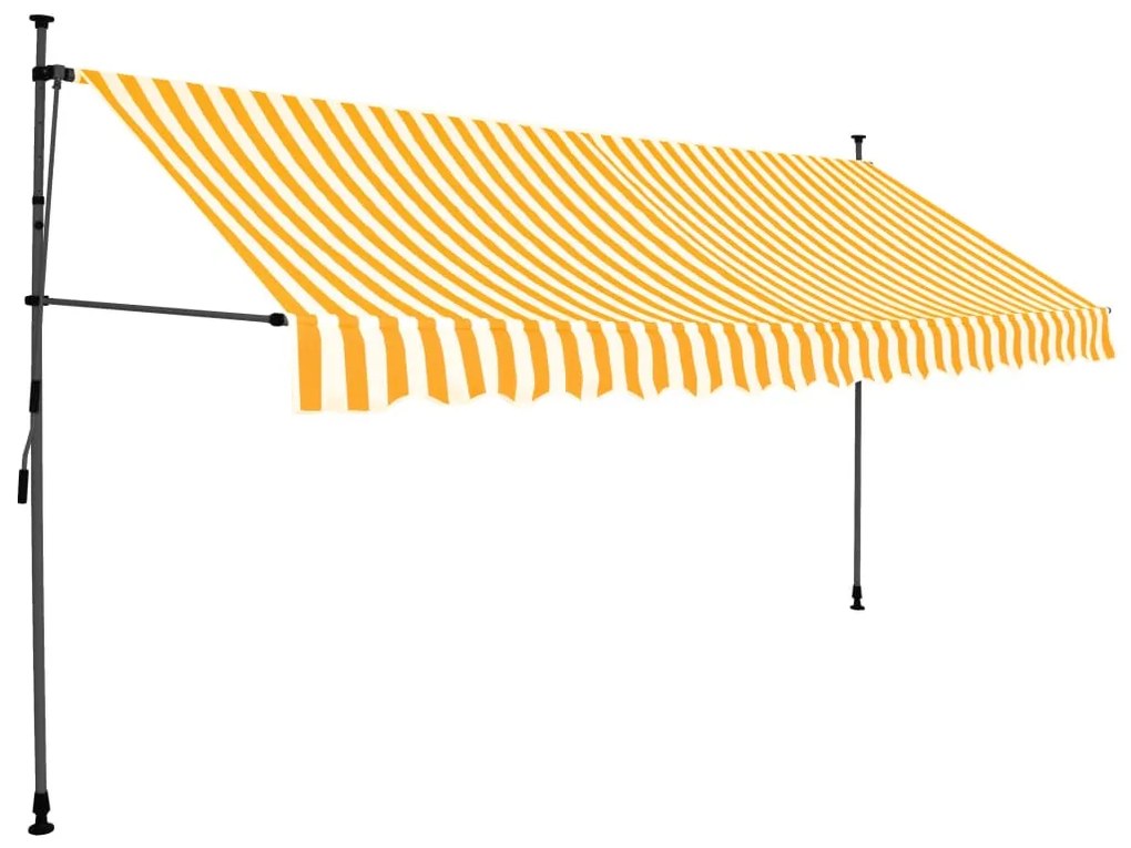 Toldo retrátil manual com LED 400 cm branco e laranja
