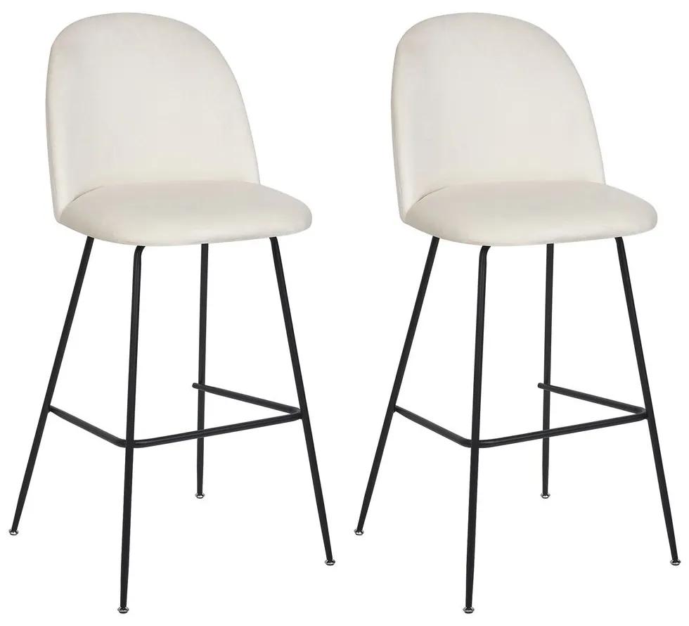 Conjunto de 2 cadeiras de bar em veludo branco-creme ARCOLA Beliani