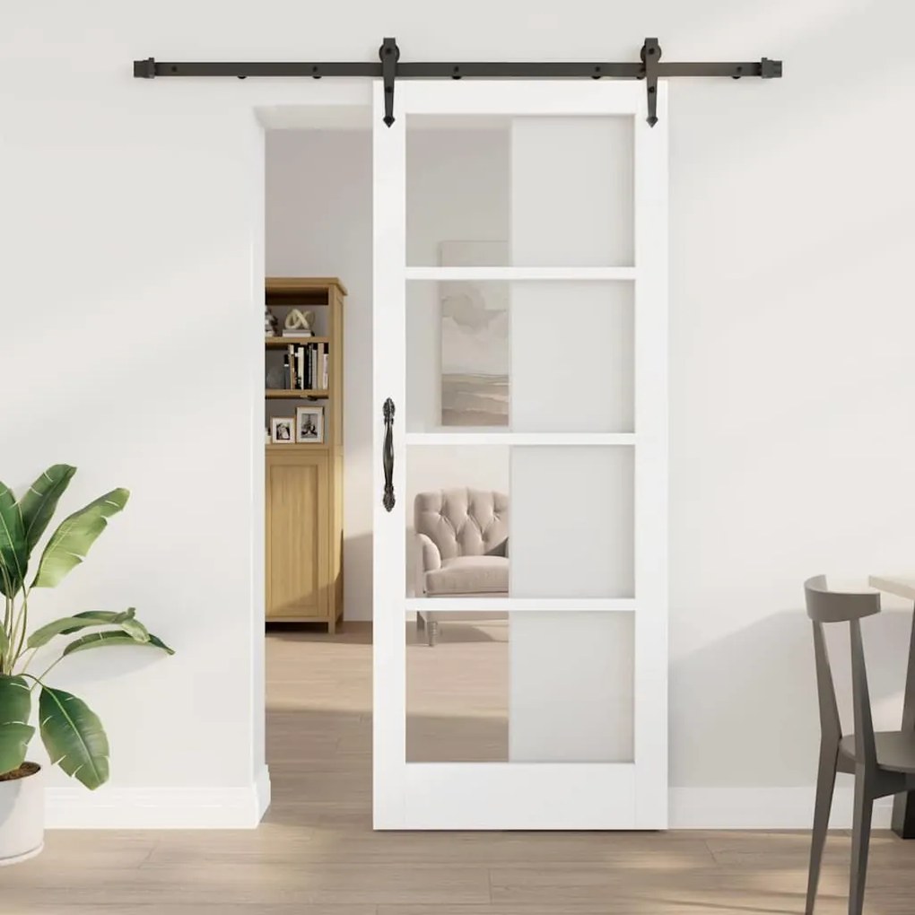 vidaXL Porta Deslizante Manual Branco 83 x 211 cm Madeira e metal