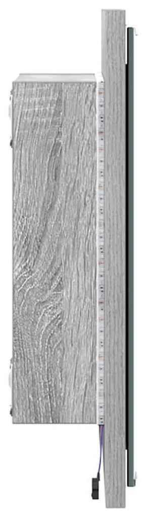 Espelho de Casa de Banho LED Cinza Sonoma 40x8.5x37 cm Madeira de Enge