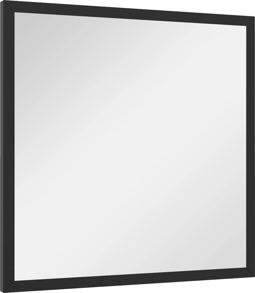 Espelho de parede quadrado de 50 x 50 cm, com moldura em madeira preta
