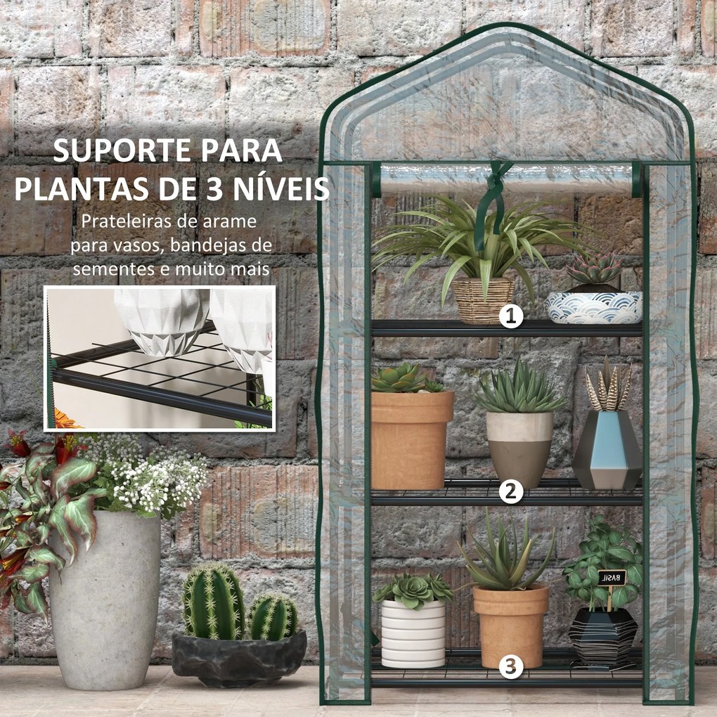 Estufa de Jardim de 3 Níveis Estufa de Terraço com 3 Prateleiras 1 Por