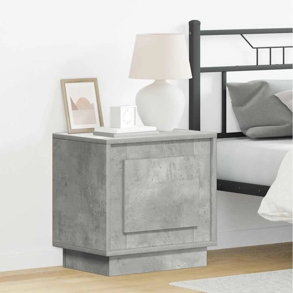 Cômodas de Cabeceira com Luzes LED 2 pcs Cinza Concreto 44x34,5x45 cm