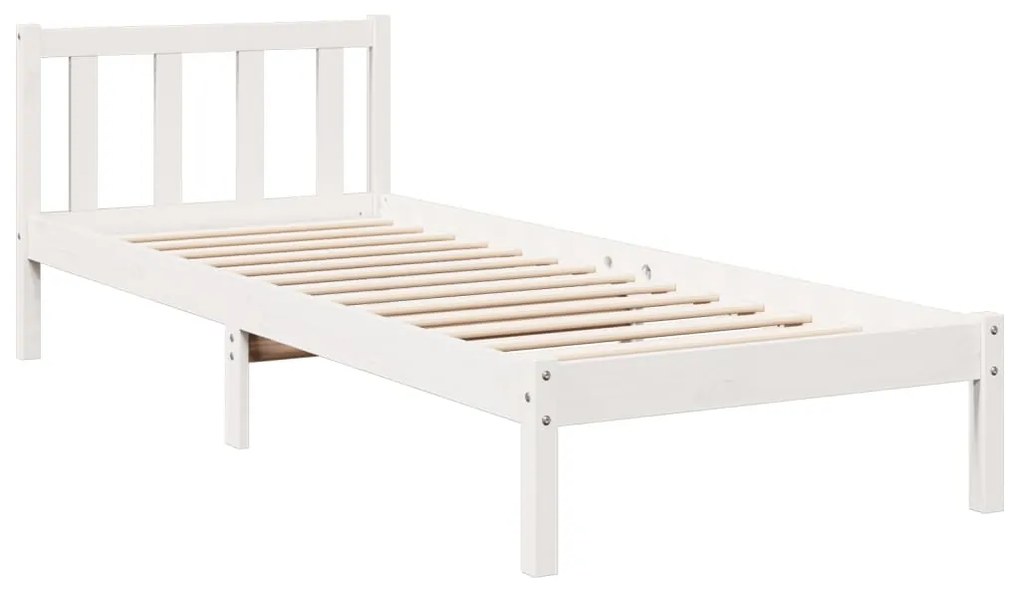 Cama extra longa sem colchão 80x210 cm pinho maciço branco