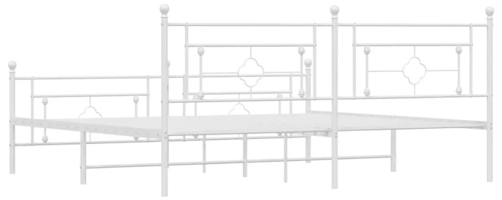 Estrutura de cama com cabeceira e pés 200x200 cm metal branco