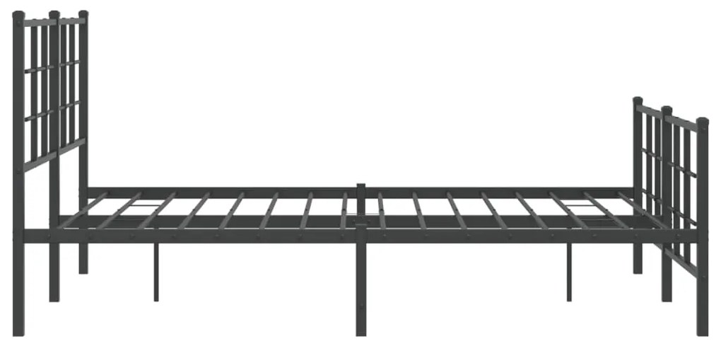 Estrutura de cama com cabeceira e pés 140x190 cm metal preto