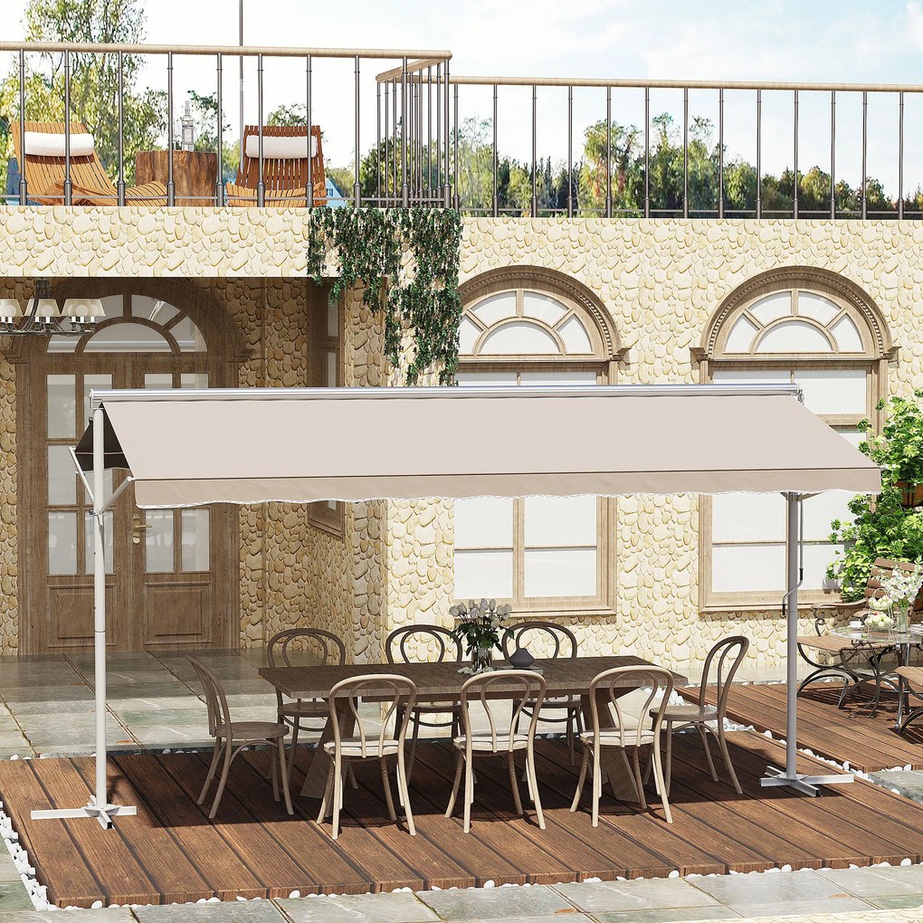 Toldo de dupla inclinação 4,50 L x 3,40 L x 2,55 A m, manual e retrátil, com inclinação ajustável, em aço com revestimento epóxi branco e poliéster im