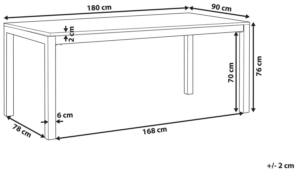 Mesa de refeições em inox e tampo em vidro temperado 180 x 90 cm GROSSETO Beliani