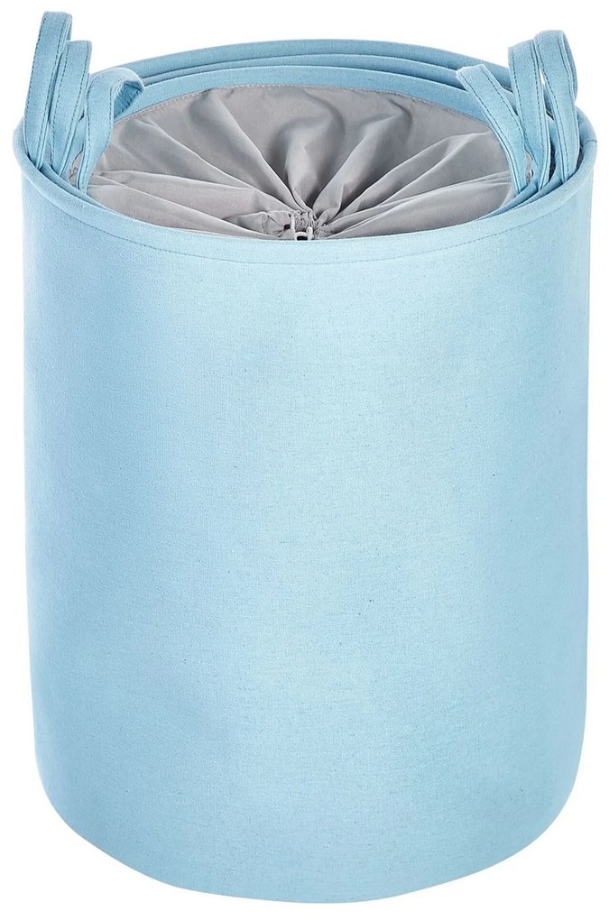 Conjunto de 3 cestos em tecido de poliéster azul e cinzento ARCHA Beliani