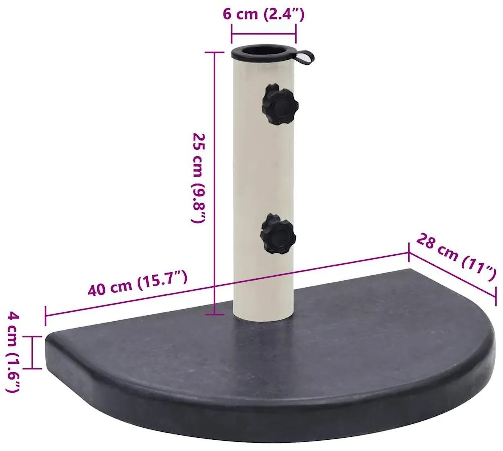 Base para guarda-sol 40x28x4 cm granito preto