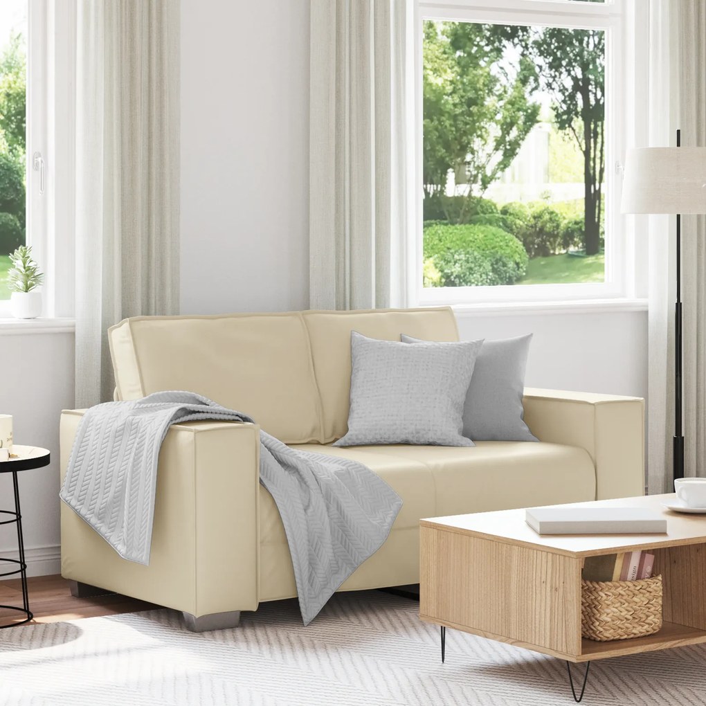 Sofá Loveseat vidaXL Creme 120 cm em Couro Sintético