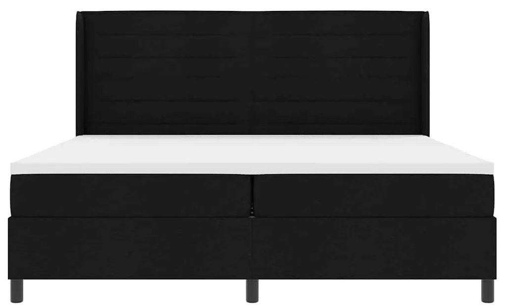 Cama Box com Colchão e LED Preto 200x200 cm, Tecido