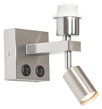 Candeeiro de parede moderno em aço com luz de leitura - Brescia