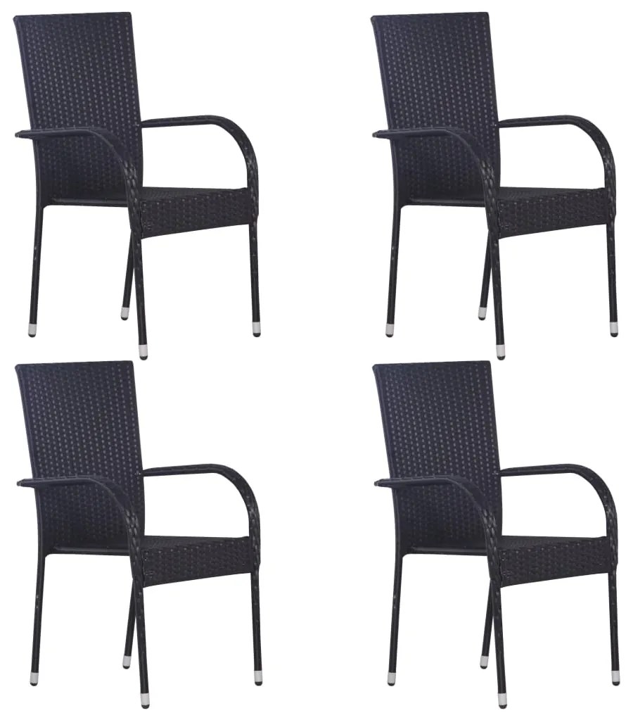 5 pcs conjunto de jantar para jardim preto