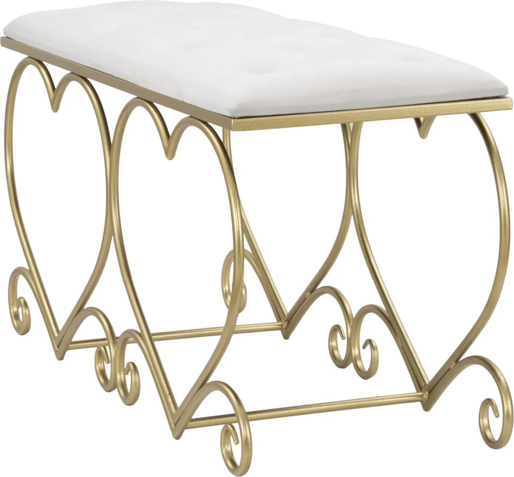 BANCO CORAÇÃO 105X37,5X51,5 CM DOURADO E CREME