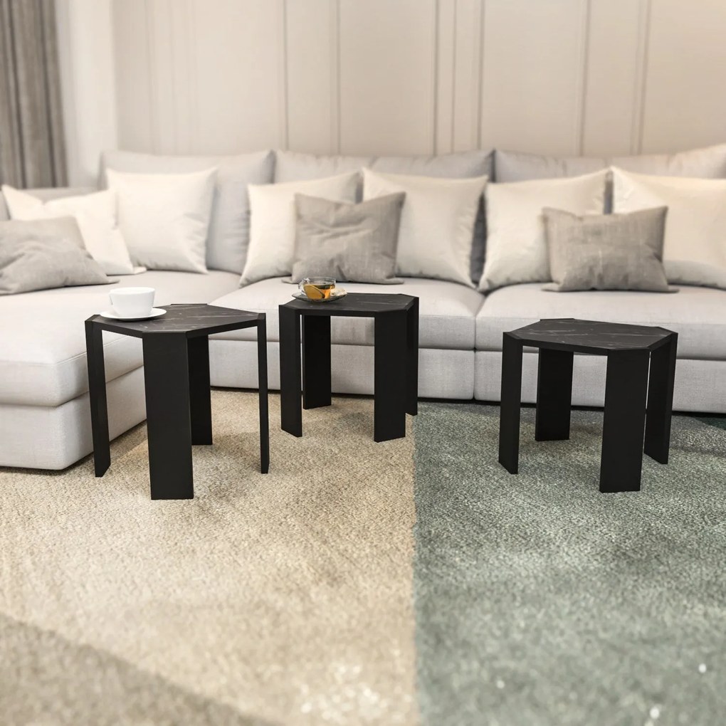 Mesa de Centro Lori – Preto Mármore – 44,5 x 41 x 44,5 cm