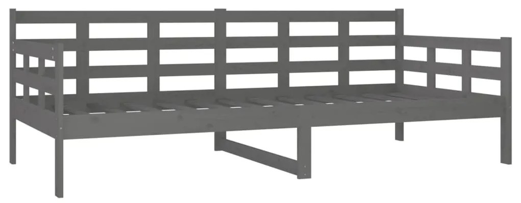 Sofá-cama 90x200 cm madeira de pinho maciça cinzento