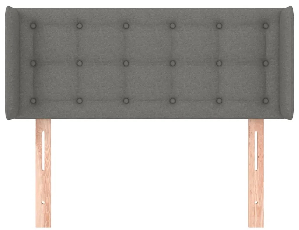 Cabeceira de cama c/ abas tecido 103x16x78/88cm cinzento-escuro