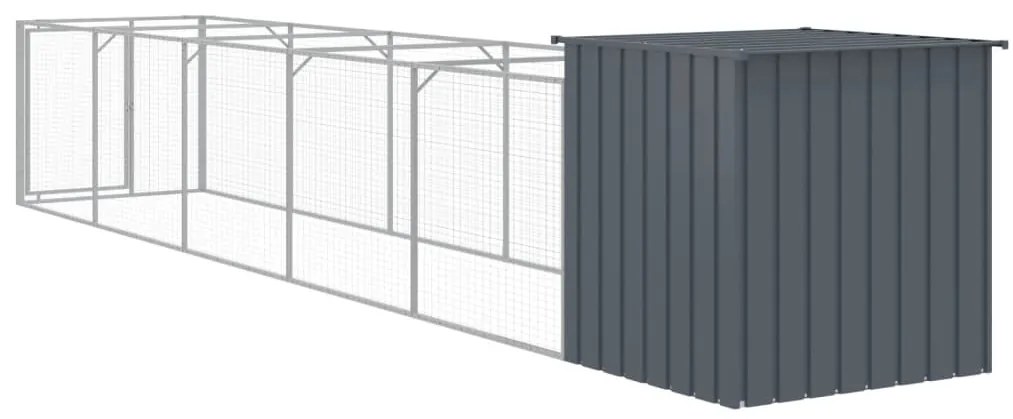 Casota p/ cães c/ parque 110x609x110 cm aço galvaniz. antracite
