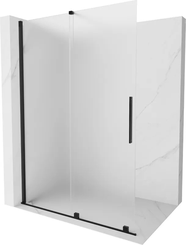 Mexen Velar parede de chuveiro deslizante Walk-in 140 x 200 cm, fosco 8 mm, preto - 871-140-000-33-70