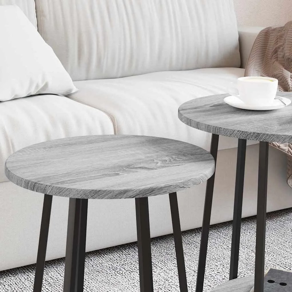 Conjunto de Mesas Laterais 2 pcs Cinza Sonoma em Madeira de Engenheira