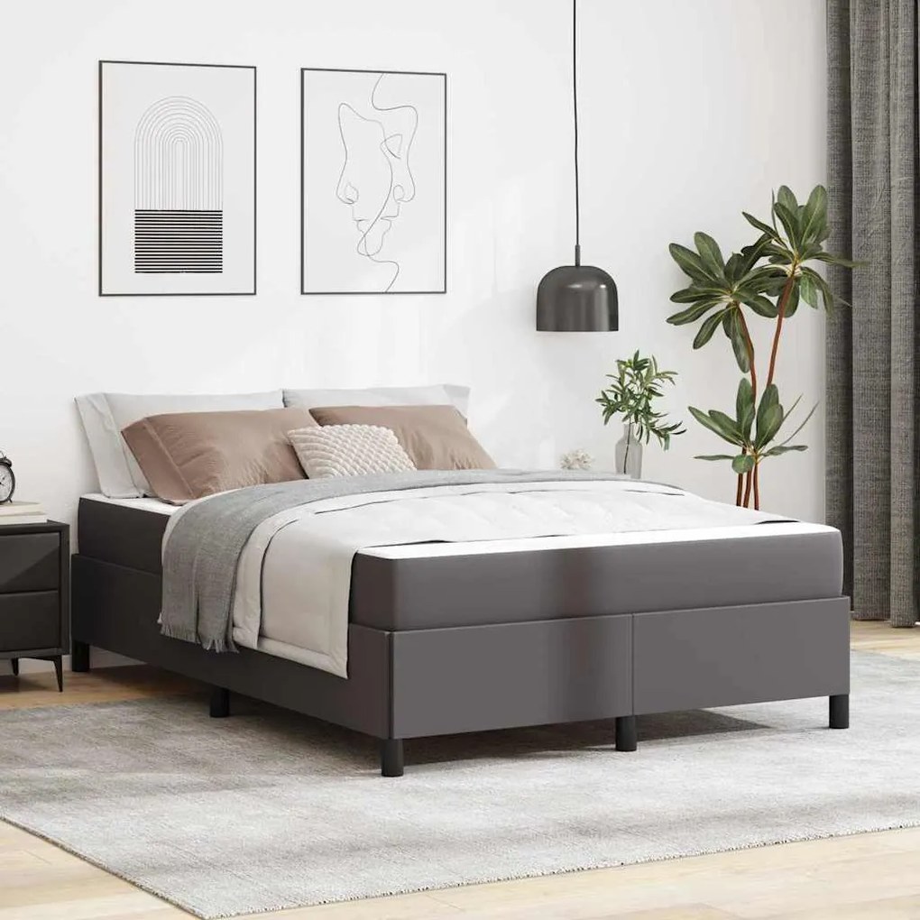 vidaXL Estrutura de cama com colchão Cinzeto 140 x 190 cm