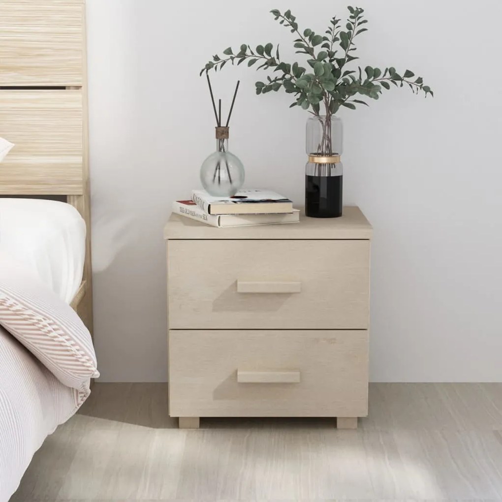 340404 vidaXL Mesa de cabeceira HAMAR 40x35x44,5 cm pinho maciço castanho-mel