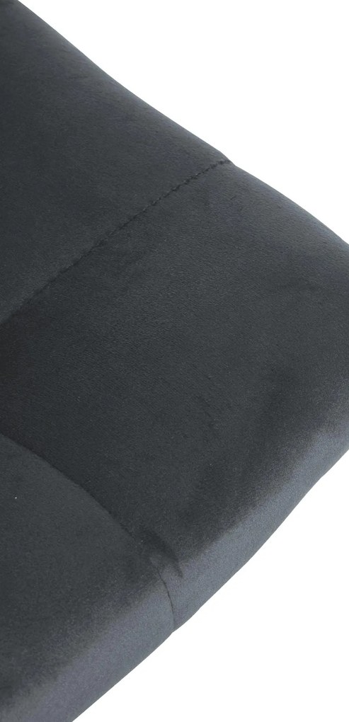 Banco de bar Jerry em veludo com estrutura preta 87-108,5 x 43 x 46,5 cm Cinzento escuro