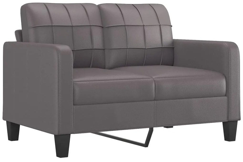 Sofá 2 lugares + almofadas decorativas 120cm couro artif. cinza