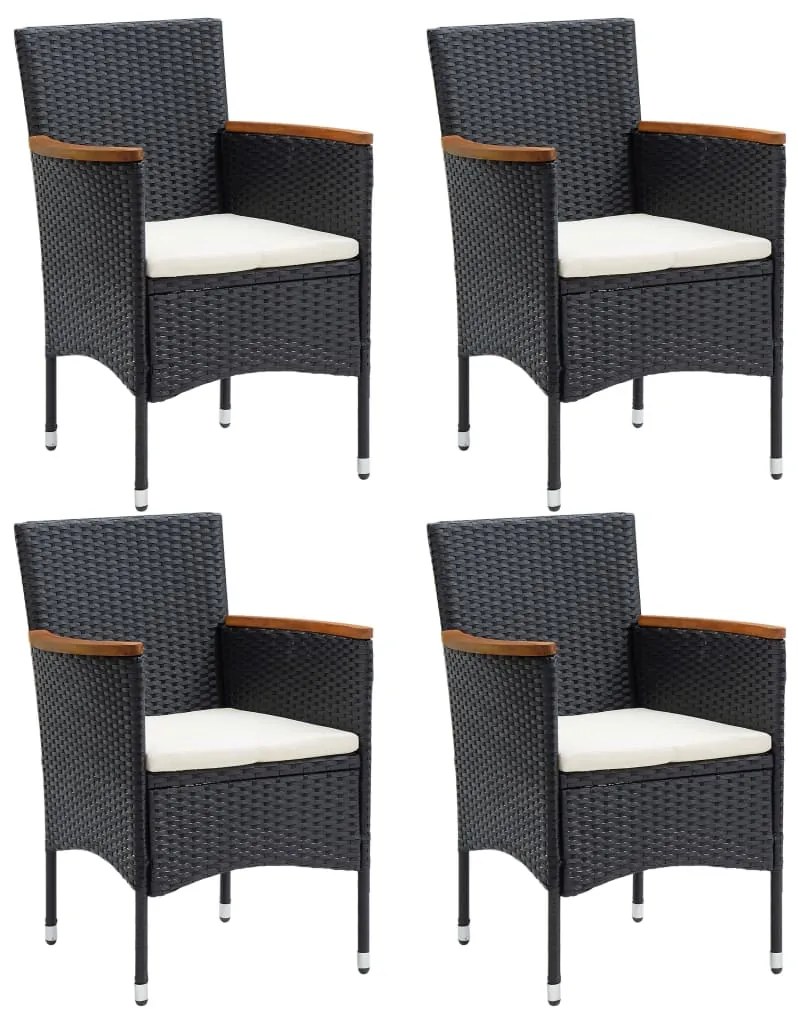 310566 vidaXL Cadeiras de jantar para jardim 4 pcs vime PE preto