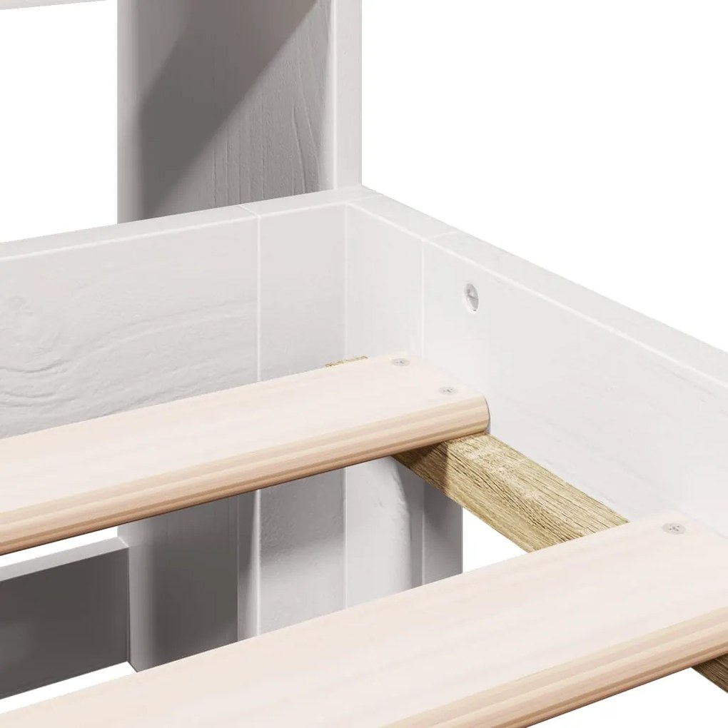 Cama com estante sem colchão 140x190 cm pinho maciço branco