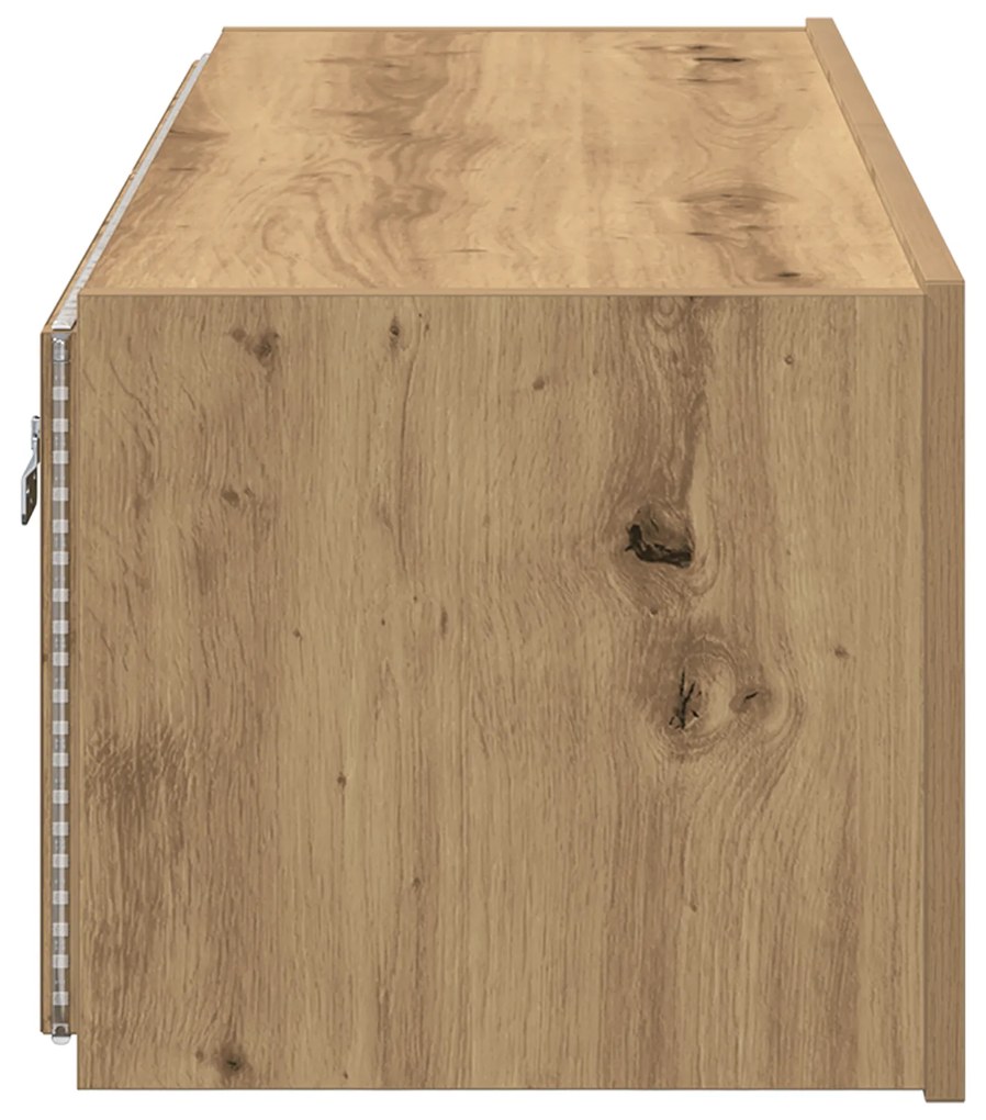 Armário de TV vidaXL com luzes LED Carvalho Artesanal 100x35x31 cm