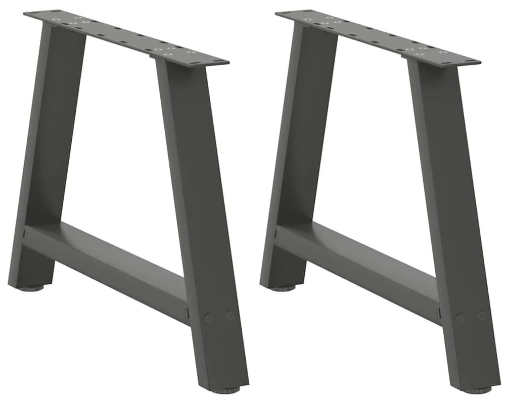 vidaXL Pés para mesa de centro em formato A, 2 peças, antracite, 60x (42-43) cm, aço