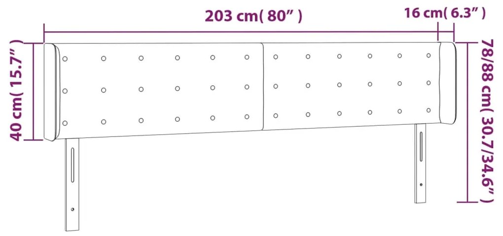 Cabeceira de cama c/ abas veludo 203x16x78/88 cm rosa