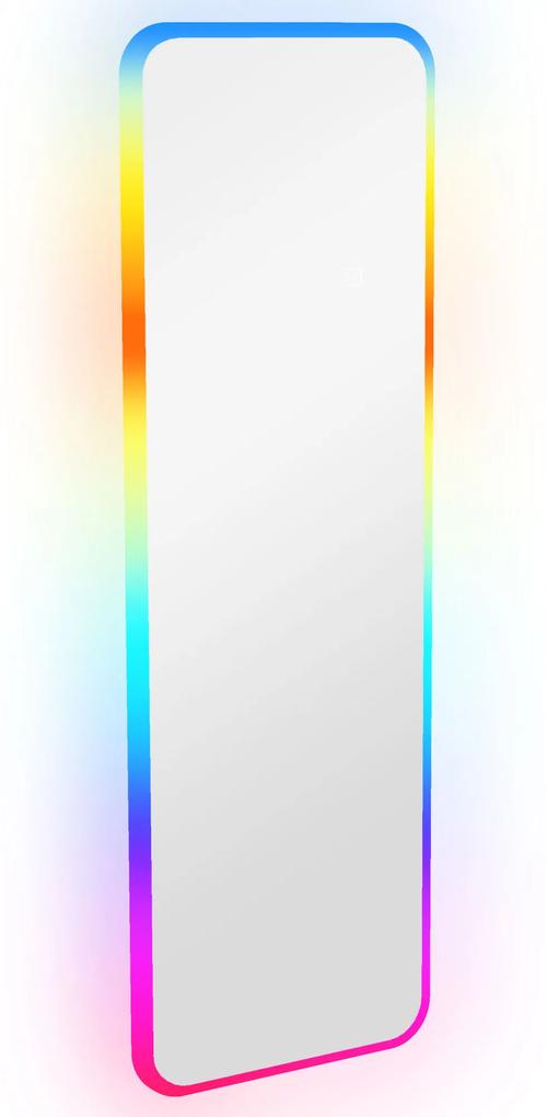 HOMCOM Espelho Corpo Inteiro LED 120x40 cm Parede Iluminação 7 Cores RGB Função Memória Moderno Prata | Aosom Portugal
