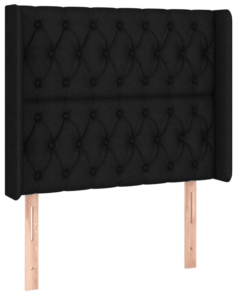 Cabeceira de cama c/ luzes LED tecido 103x16x118/128 cm preto