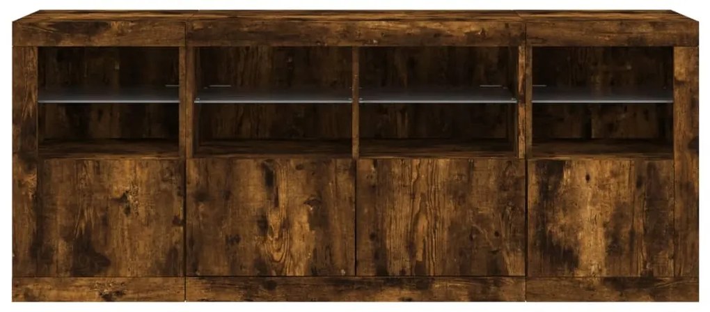 Aparador com luzes LED 163x37x67 cm carvalho fumado