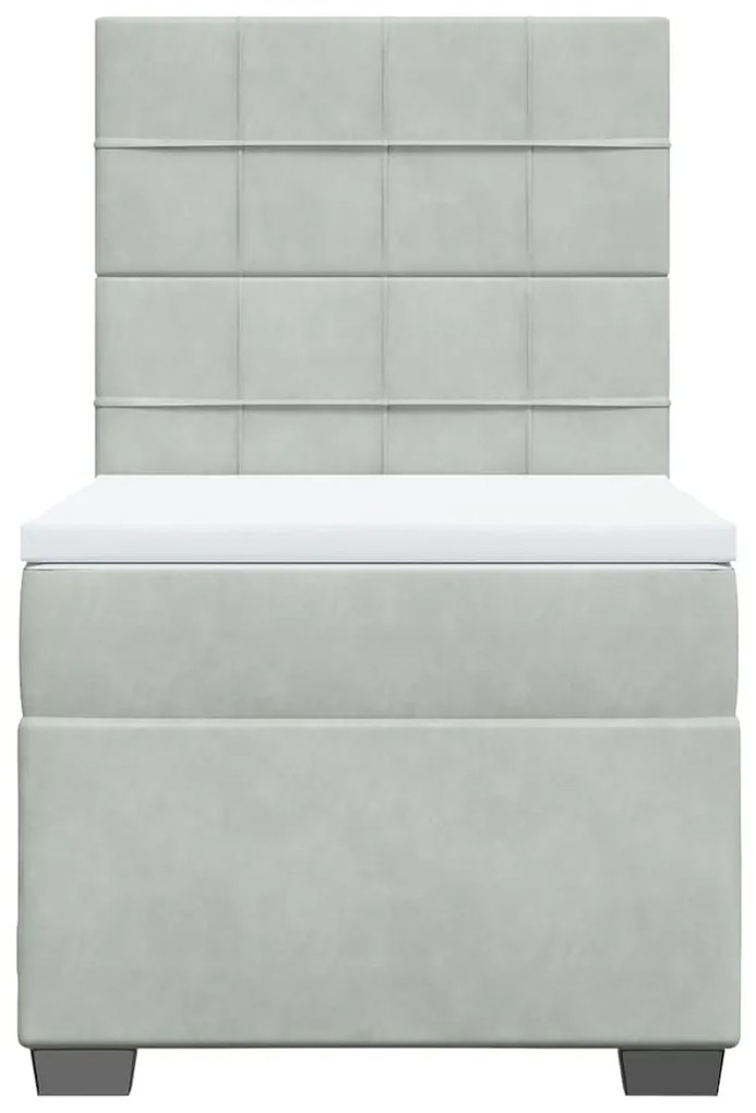 Cama com molas/colchão 90x190 cm veludo cinza-claro