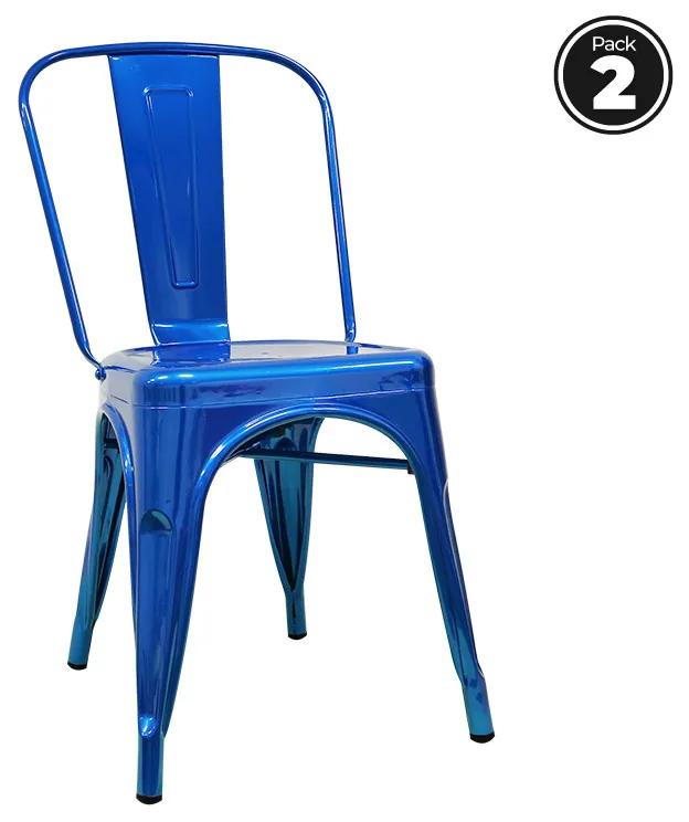 Pack 2 Cadeiras Torix Metalizadas - Azul metalizado