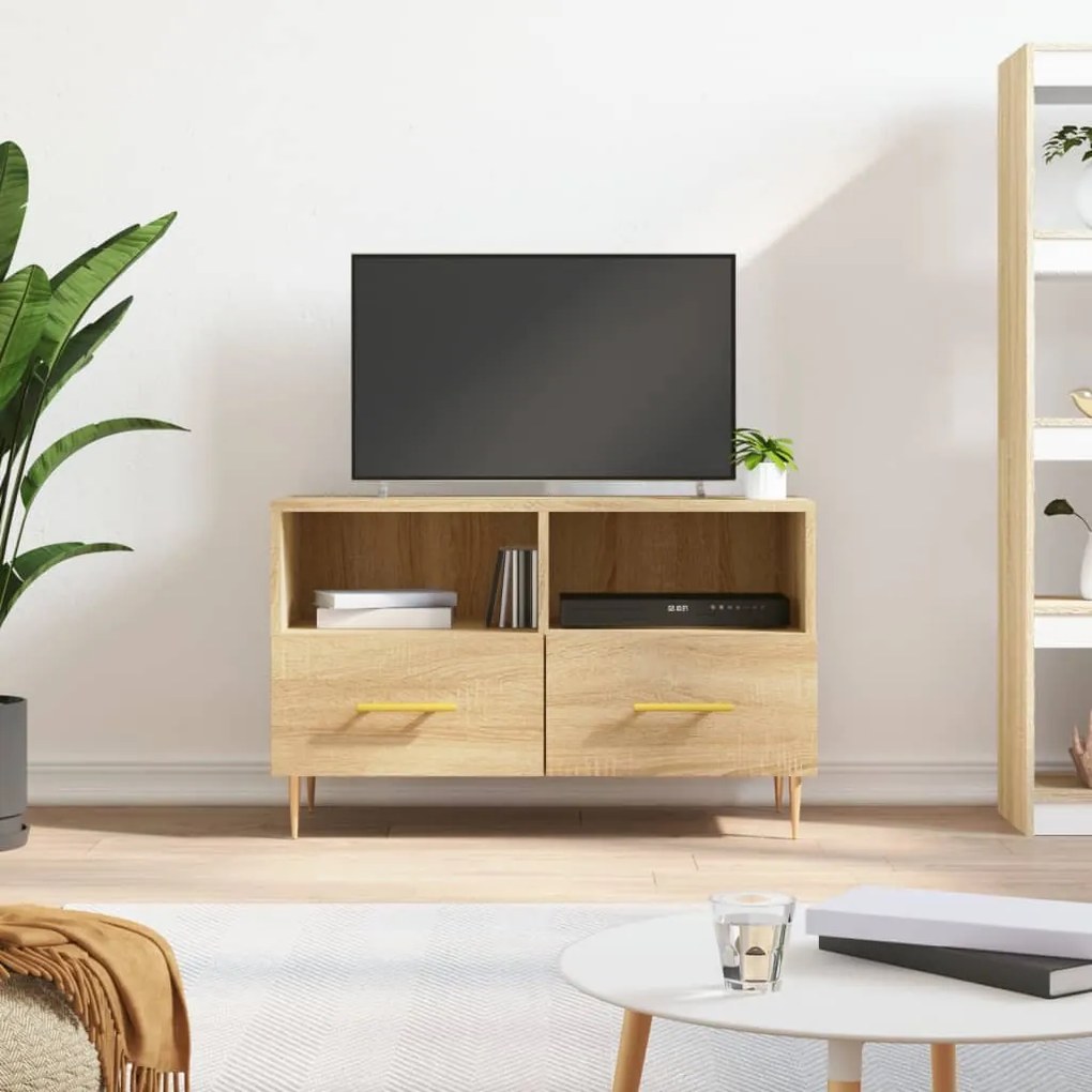 vidaXL Móvel p/ TV 80x36x50cm madeira processada carvalho sonoma