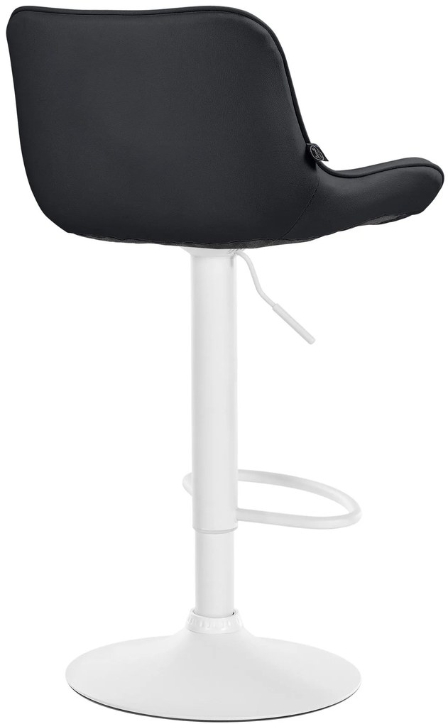 Banco alto em couro sintético com estrutura branca 85-106 x 49 x 51 cm preto
