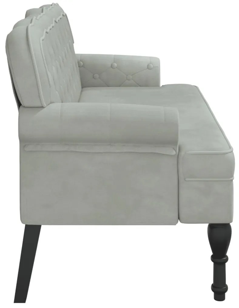 Banco com encosto 119,5x64,5x75 cm veludo cinzento-claro