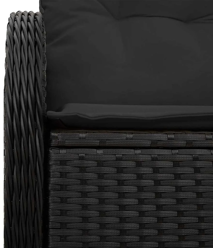 Sofá de Jardim 2 Lugares com Almofadas VidaXL Preto Rattan