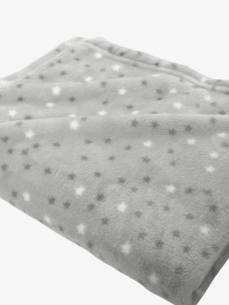 Manta em microfibra, estampado às estrelas, Basics cinza-claro