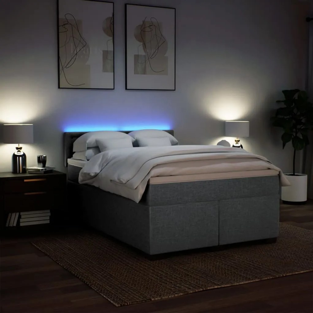 Cama com molas/colchão 140x190 cm tecido cinzento-claro
