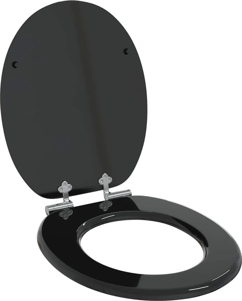 vidaXL Assento de Vaso Sanitário Preto 44 x 38 cm Placa de MDF