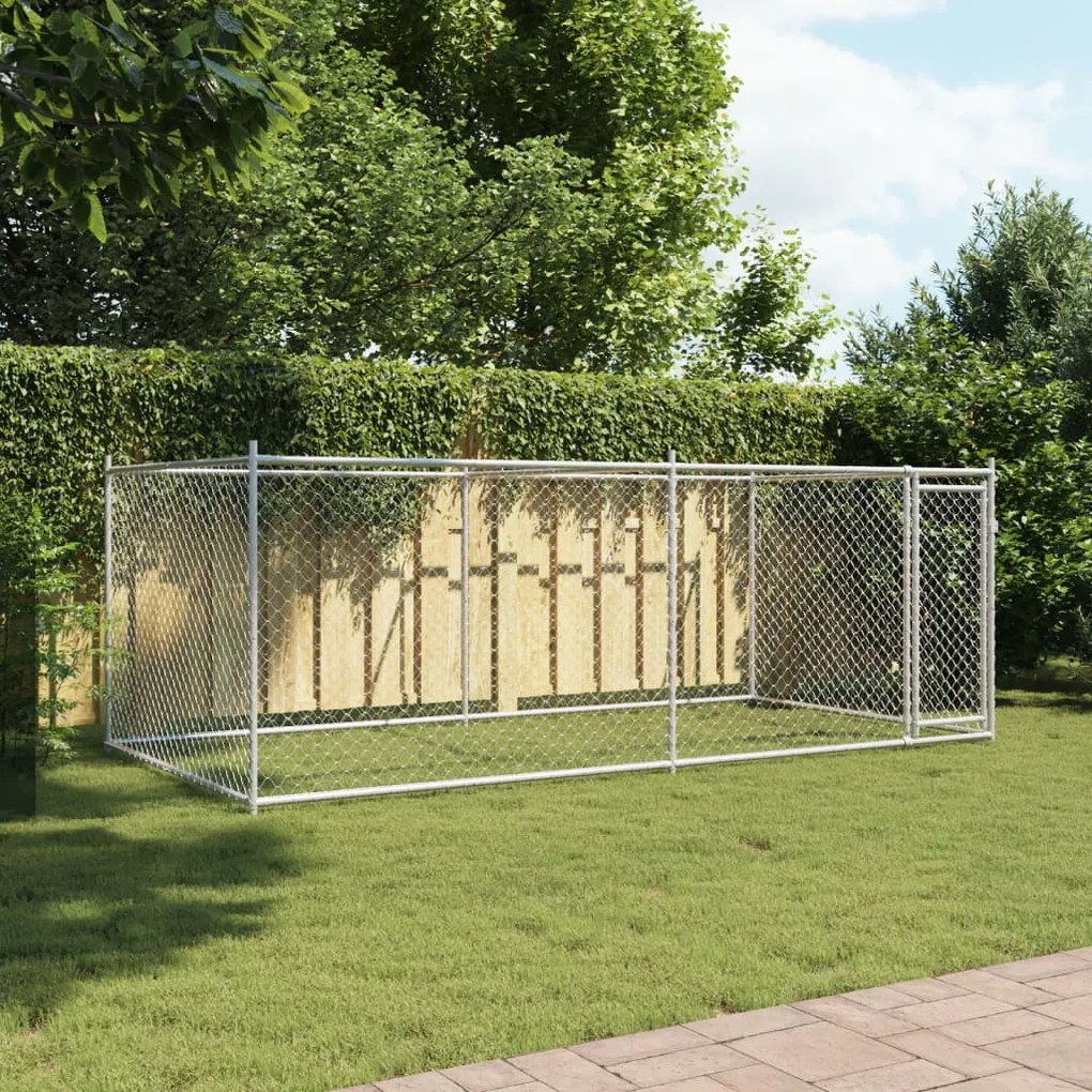 Jaula para cão com porta 4x2x1,5 m aço galvanizado cinzento